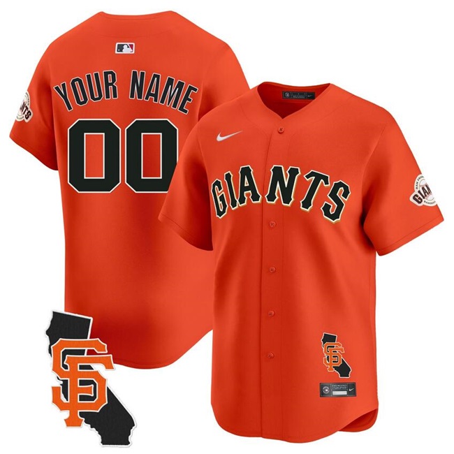 Men's San Francisco Giants Customized Orange California Patch Vapor Premier Limited Stitched Jersey